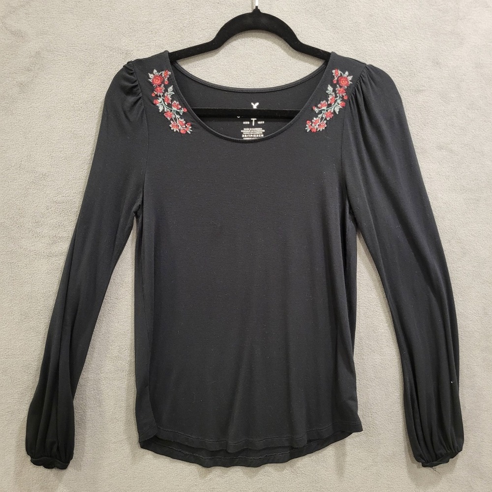 Aeropostale Soft & Sexy Top Womens Size XS Floral Embroidered Casual Boho‎